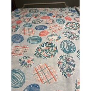 Cynthia Rowley Easter Egg Floral Tablecloth 60x102” EUC